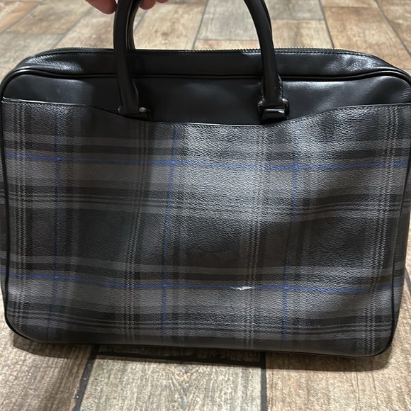 Coach Signature Canvas Plaid Print Beckett Slim Leather Briefcase - Picture 3 of 16
